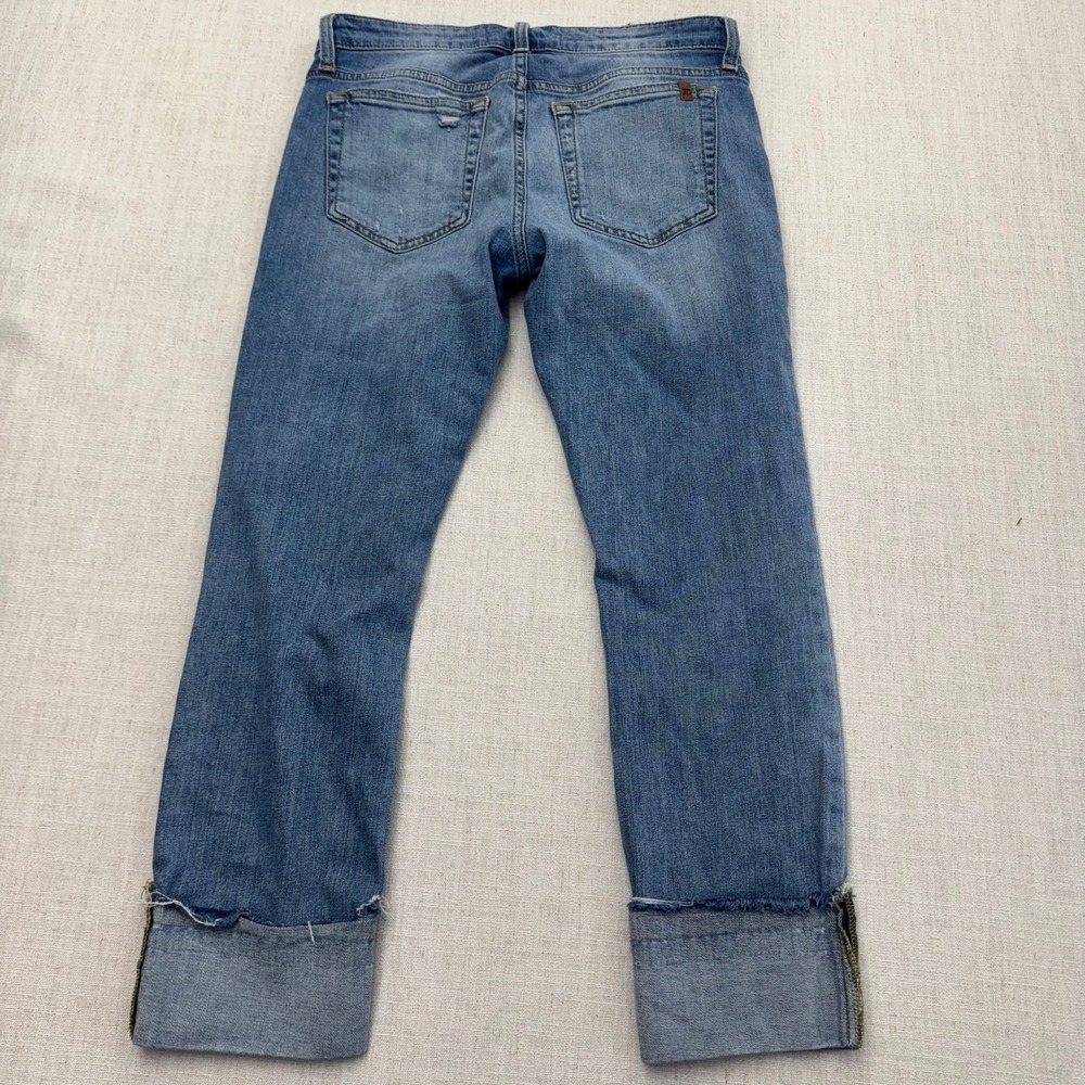 Joe's Jeans Wakley Cuff Crop Distressed Straight Leg Jeans Size 27 Medium Wash - Picture 4 of 16